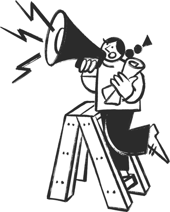 Woman announcing brush stroke illustration